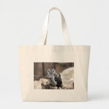 Cute Gray Owl Canvas Bag