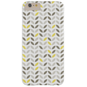 Cute Gray Yellow Leaf Pattern Barely There iPhone 6 Plus Case