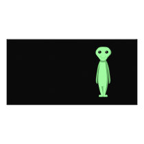 Cute Green Alien. Cartoon. Photo Cards
