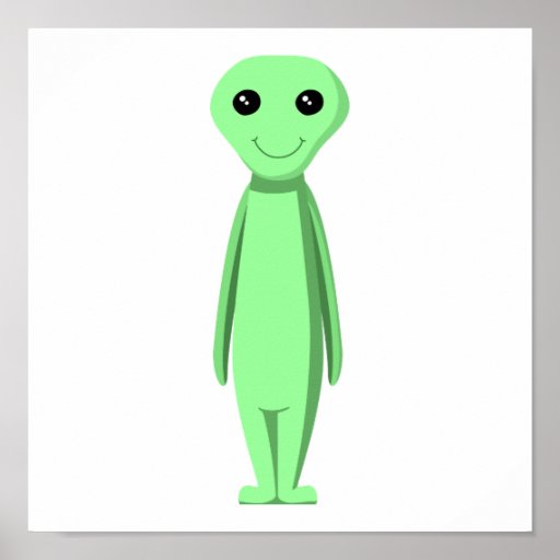 Cute Green Alien. Cartoon. Print | Zazzle