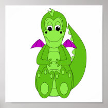 Cute Green And Purple Dragon Print