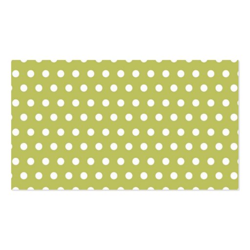Cute Green and White Polka Dots Pattern Gifts Business Card Templates (back side)