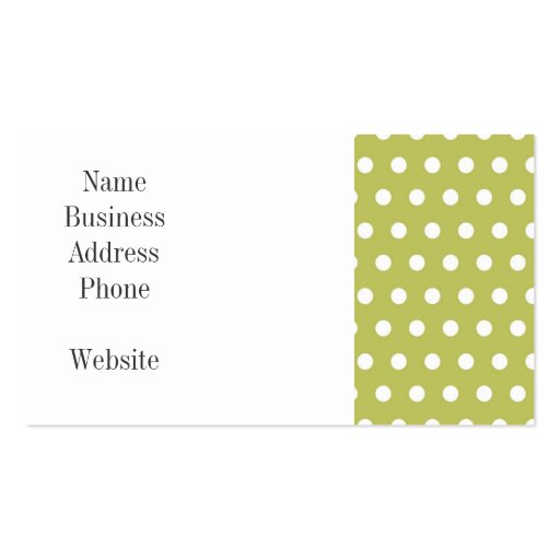 Cute Green and White Polka Dots Pattern Gifts Business Card Templates (front side)