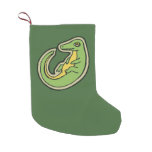 Cute Green And Yellow Alligator Drawing Design Small Christmas Stocking