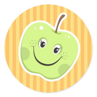 Cute green apple cartoon stickers