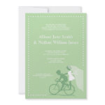 CUTE Green Bicycle Couple Wedding Invitation