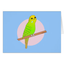 Cute Green Budgie Greeting Cards