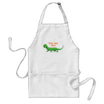 Cute Green Cartoon Lizard Kids Reptile Apron