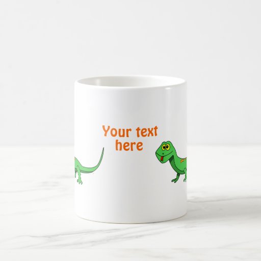 Cute Green Cartoon Lizard Kids Reptile Coffee Mugs