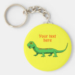 Cute Green Cartoon Lizard Kids Reptile Key Chain