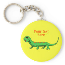 Cute Green Cartoon Lizard Kids Reptile Key Chain