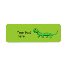Cute Green Cartoon Lizard Kids Reptile Custom Return Address Labels