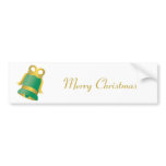 CUTE GREEN CHRISTMAS BELL GOLDEN RIBBON BUMPER STICKERS