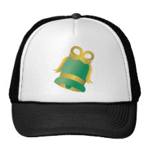 CUTE GREEN CHRISTMAS BELL GOLDEN RIBBON HATS