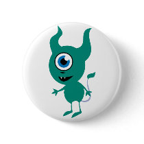 Cute Green Cyclops buttons by QueenHare Cute Green Cyclops buttons