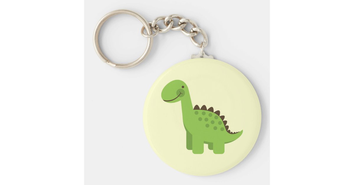Cute Green Dinosaur Keychain Zazzle