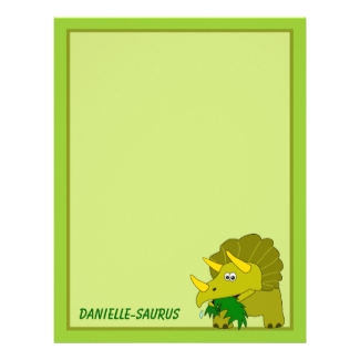 Cute Green Dinosaur Kids Personal Letterhead Paper