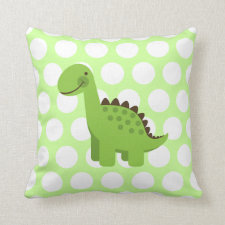 Cute Green Dinosaur Throw Pillows