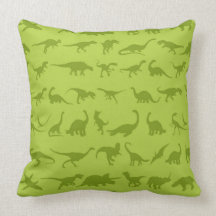 Cute Green Dinosaurs Patterns for Boys Throw Pillow