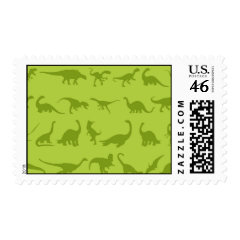 Cute Green Dinosaurs Patterns for Boys Postage
