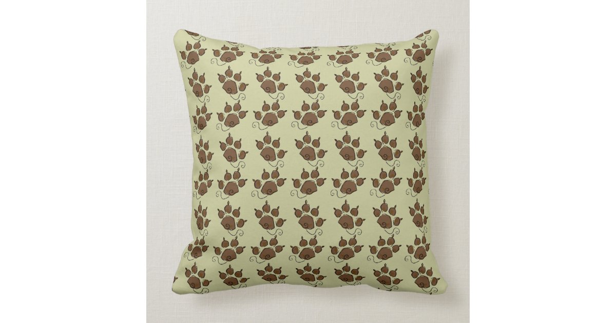 Cute Green Dog Paw Dog Bed Throw Pillow Zazzle