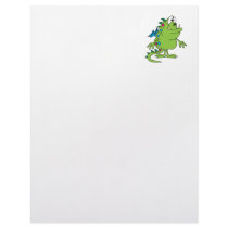 cute green dragon monster creature letterhead