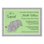 Cute Green Elephant Gender Neutral Baby Shower Invitations