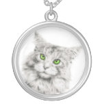 Cute Green Eyed Cat Necklace necklaces