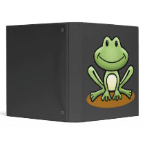 Cute Green Frog Vinyl Binder
