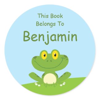 Cute Green Frog Book Label sticker