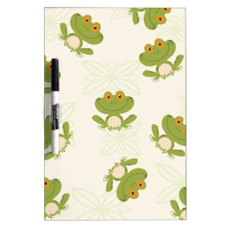 Cute Green Frog Pattern Dry-Erase Whiteboard
