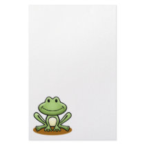 Cute Green Frog Custom Stationery