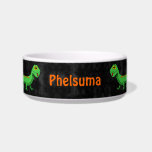 Cute Green Lizard Reptile Custom Name Pet Bowl Cat Water Bowls
