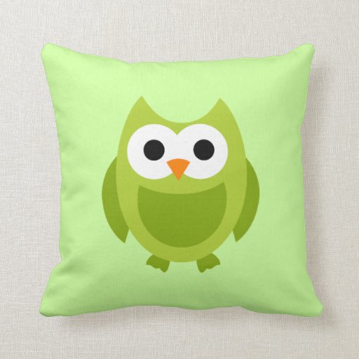 Cute Green Owl Bird Pillow Zazzle