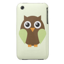 Cute Green Owl Illustration Iphone 3 Case-mate Case