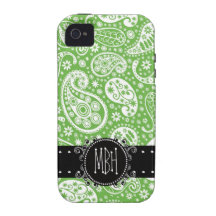 Cute Green Paisley with Personalization iPhone 4 Covers
