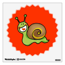 Cute green snail wall skin