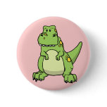 Cute Green T-Rex Pinback Button
