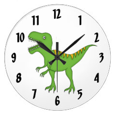 Cute Green T-Rex Dinosaur Kid's wall-clock/Medium