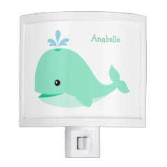 Cute Green Whale Personalized Nite Light