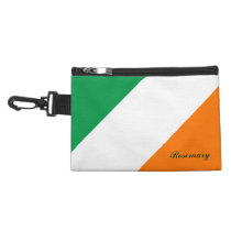 Cute Green White Orange Stripes Accessory Bag at Zazzle