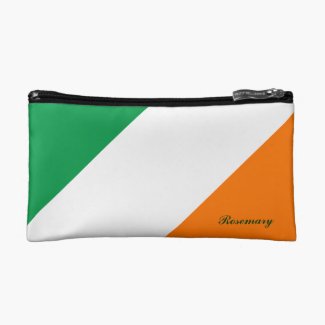 Cute Green White Orange Stripes Cosmetic Bag