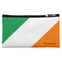 Cute Green White Orange Stripes Cosmetic Bag (Med) at Zazzle