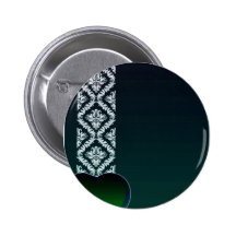 Cute Greenish heart and pure white damask Button