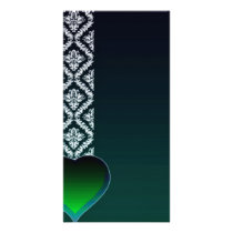 Cute Greenish heart and pure white damask Customized Photo Card