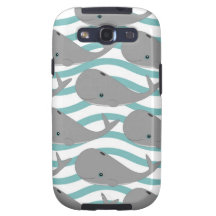 Cute Grey Baby Whale on the Waves Cartoon Samsung Galaxy S3 Cases