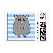 Cute Grey Blue Hamster Postage Stamp