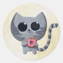 artsprojekt, cat, kitten, kitty, donut, cute donut, kawaii donut, cute, kawaii, sweet donut, kawaii cat, cute cat, cute kitten, kawaii kitten, illustration cat, dessert, illustration, children illustration, children, kid, kids, cat gift, cat present, donut gift, donut present, kawaii gift, kawaii present, Sticker with custom graphic design