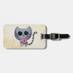 Cute Grey Cat and Donut Luggage Tag