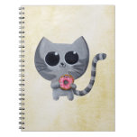 Cute Grey Cat and Donut Note Books